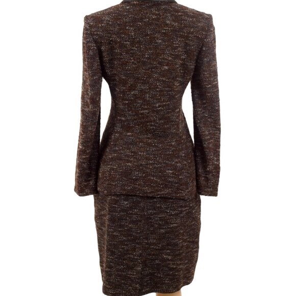 ST. JOHN KNIT TWEED SUIT WITH LEATHER TRIM - Picture 9 of 12
